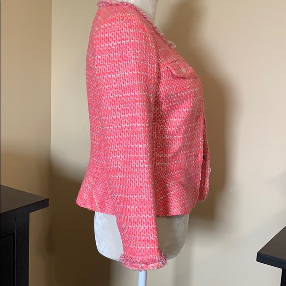 J. Crew Peplum Lady Jacket in Neon Fuchsia Tweed. - Picture 4 of 8